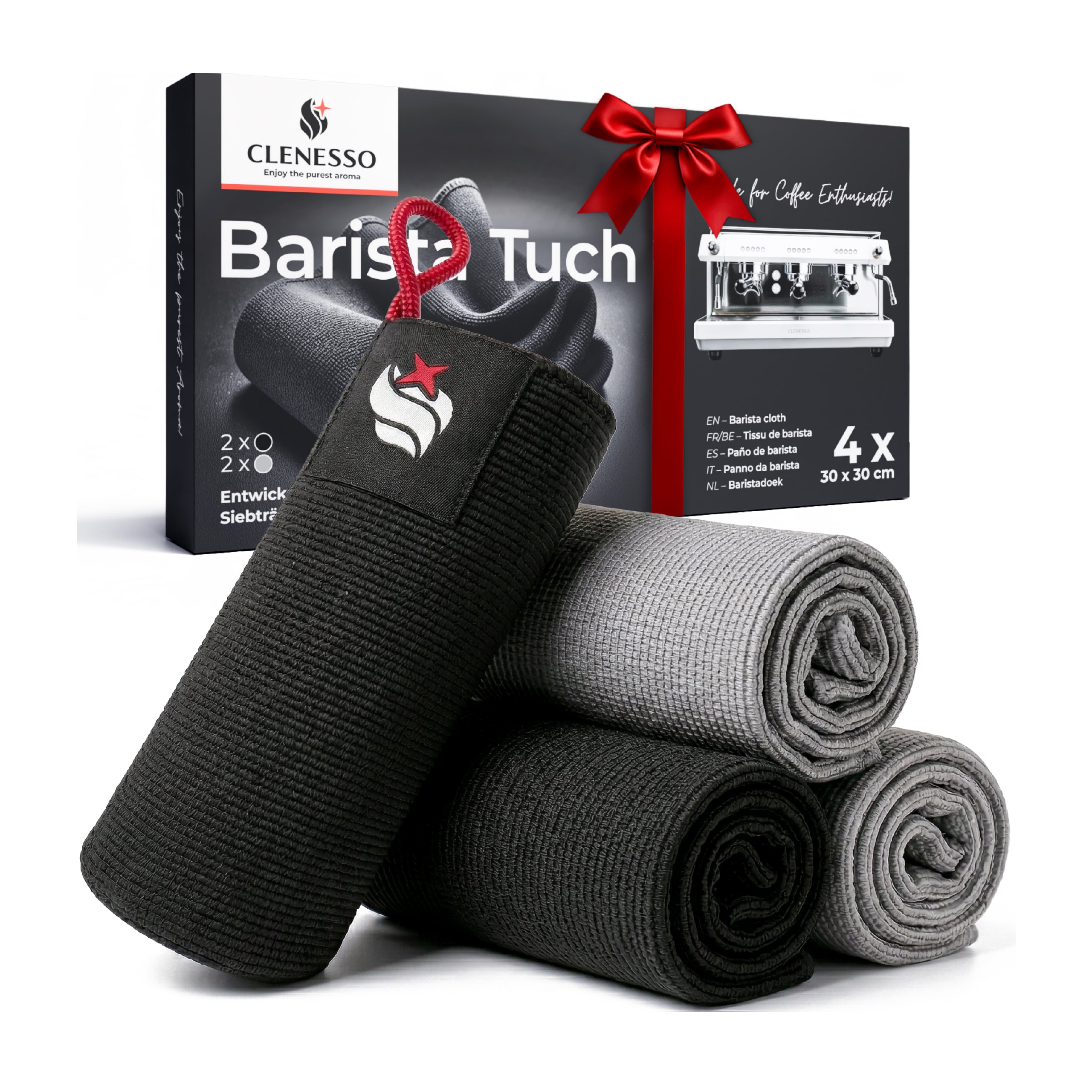 Barista Tuch (4 Stück) in hochwertiger Geschenkverpackung