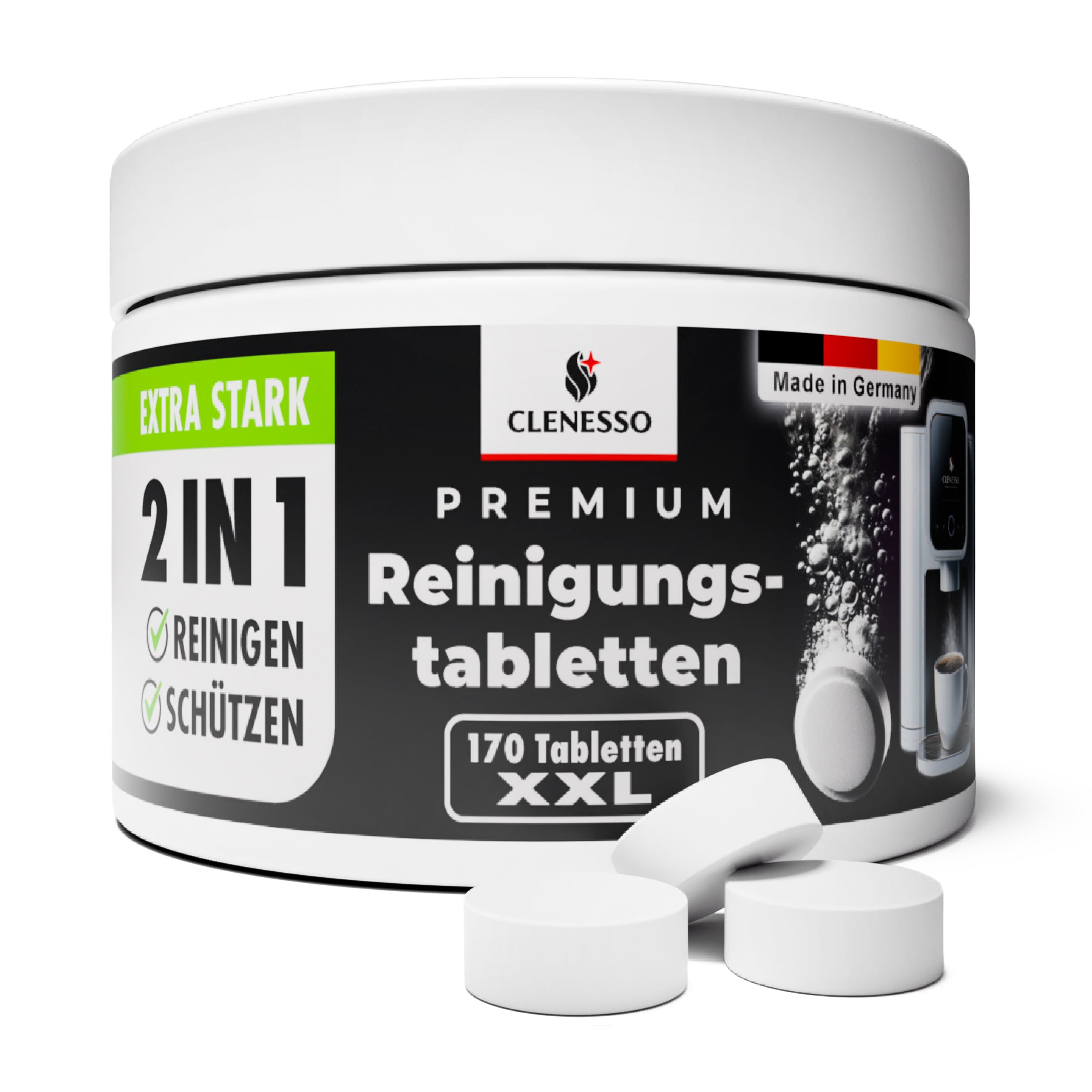 Reinigungstabletten für Kaffeevollautomaten Vorratsdose (170 Stück) – kompatibel mit Siemens EQ Series, Jura, Krups, uvm.