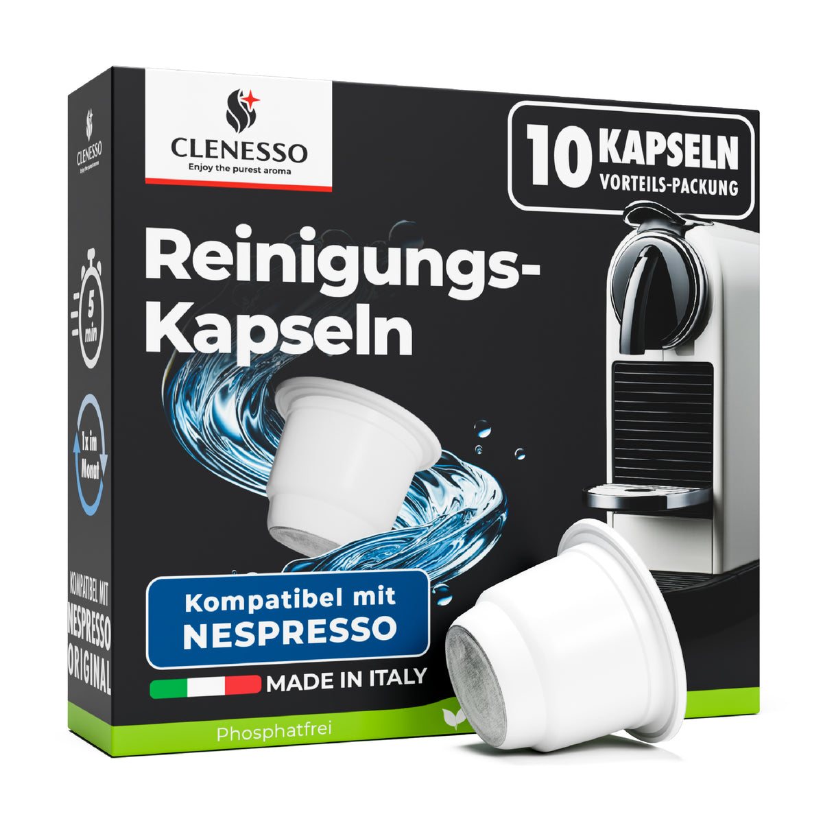 CLENESSO Reinigungskapseln, 10 Stück, kompatibel mit Nespresso